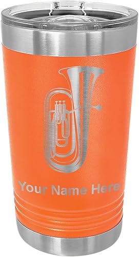 Miniatura 9 de LaserGram Vaso de pinta aislado al vacío de 16 onzas, tuba, grabado personalizado incluido (negro)