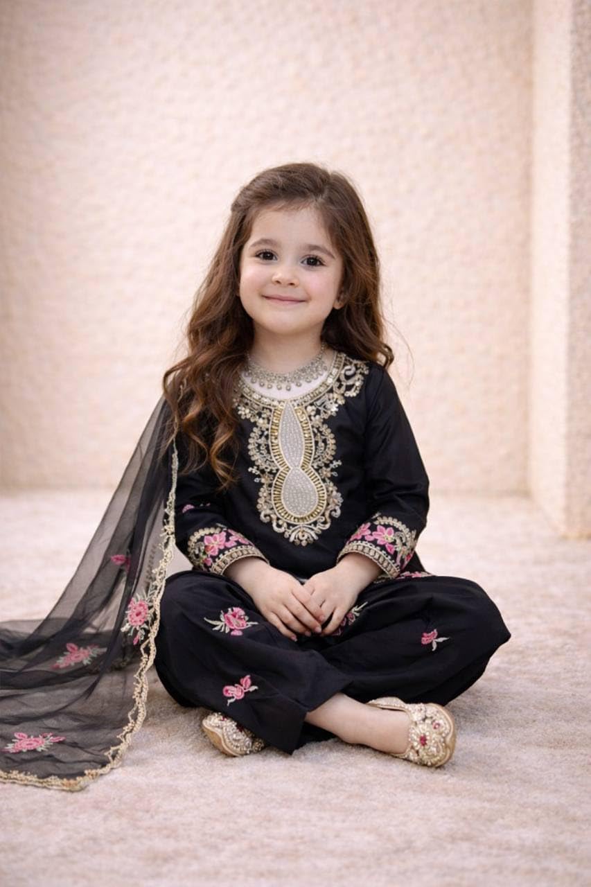 Girls Salwar Kameez Set, Ethnic Kurta Patiala Suit with Dupatta, Eid Wedding Party Wear