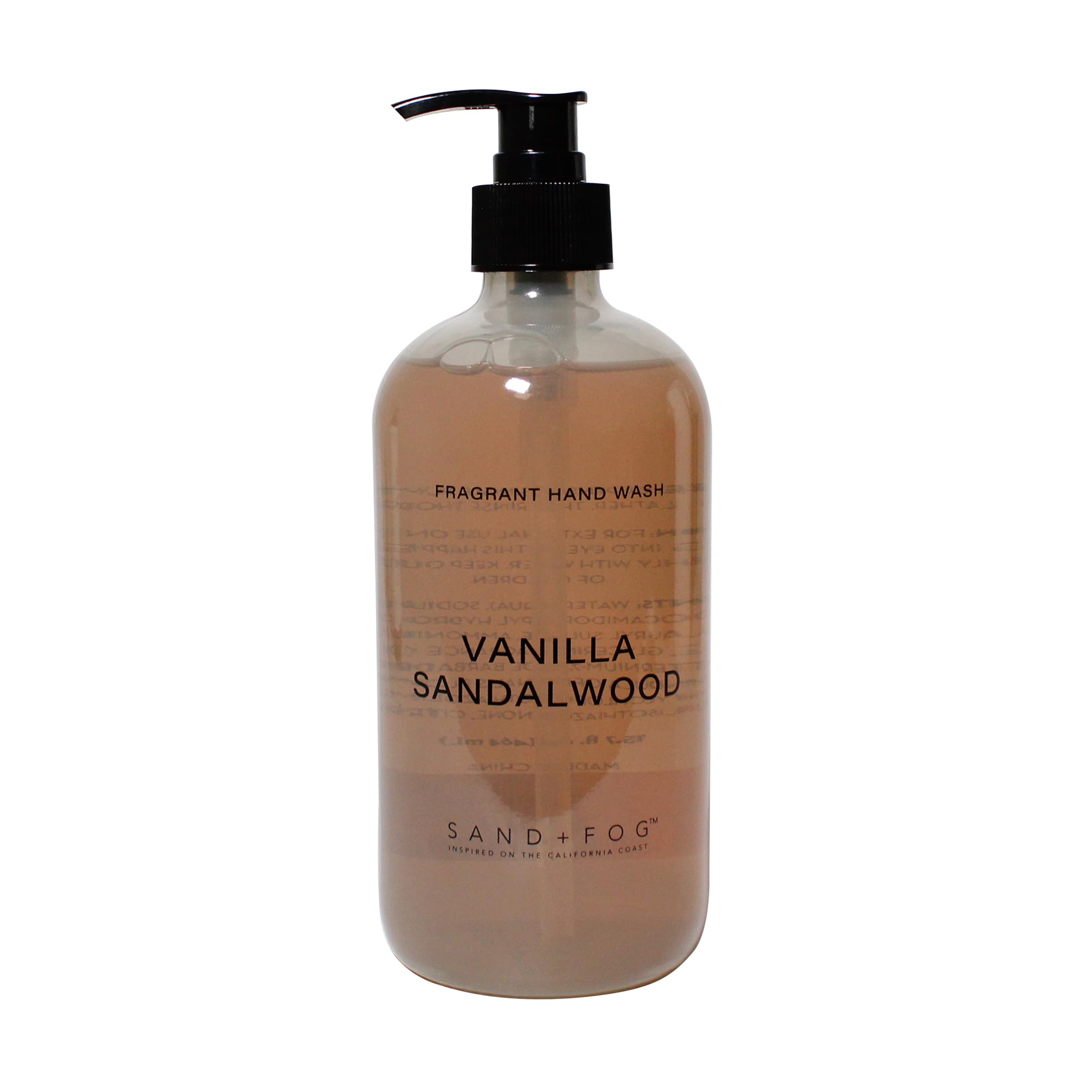Sand + Fog Vanilla Sandalwood - Scented Liquid Hand Soap - Moisturizing Hand Soap - Made with Aloe - Paraben Free - 15.7 oz