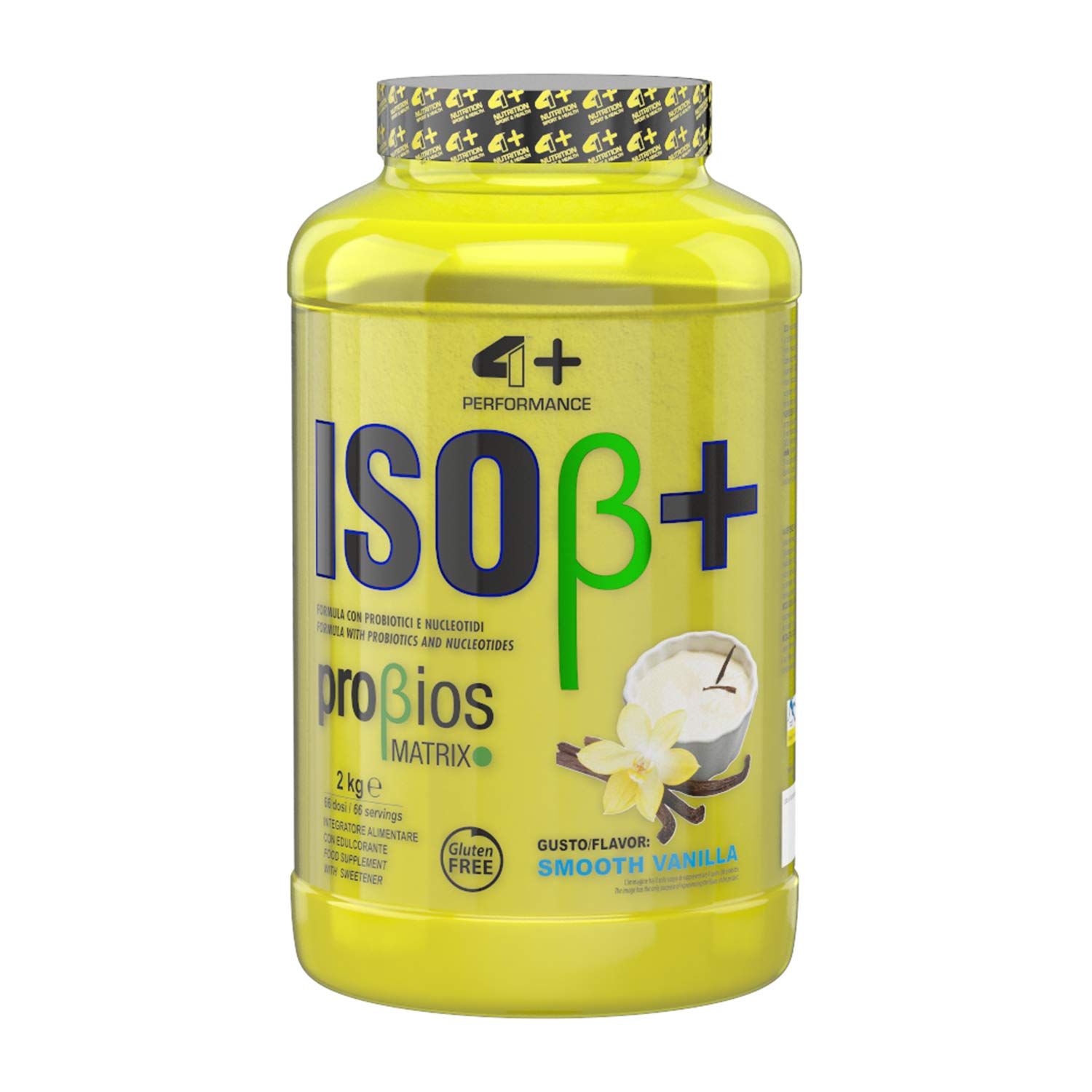 4+ NUTRITION - Iso β+, Integratore Sportivo, Proteine del Siero del Latte Isolate, Aumento di Energia, Resistenza e Recupero Veloce, in Polvere, Gusto Smooth Vanilla, 2 kg