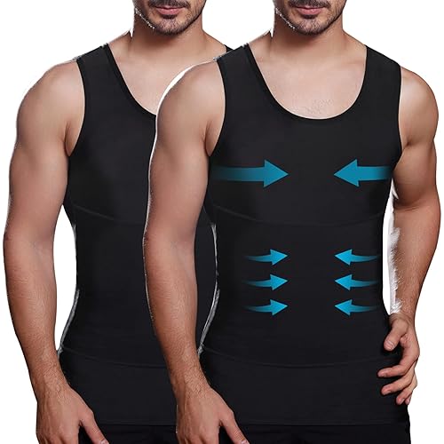 Lgtfy Mens Slimming Body Shaper Vest, Gynecomastia Compression Shirts, Tummy Control Undershirts - Change in Seconds