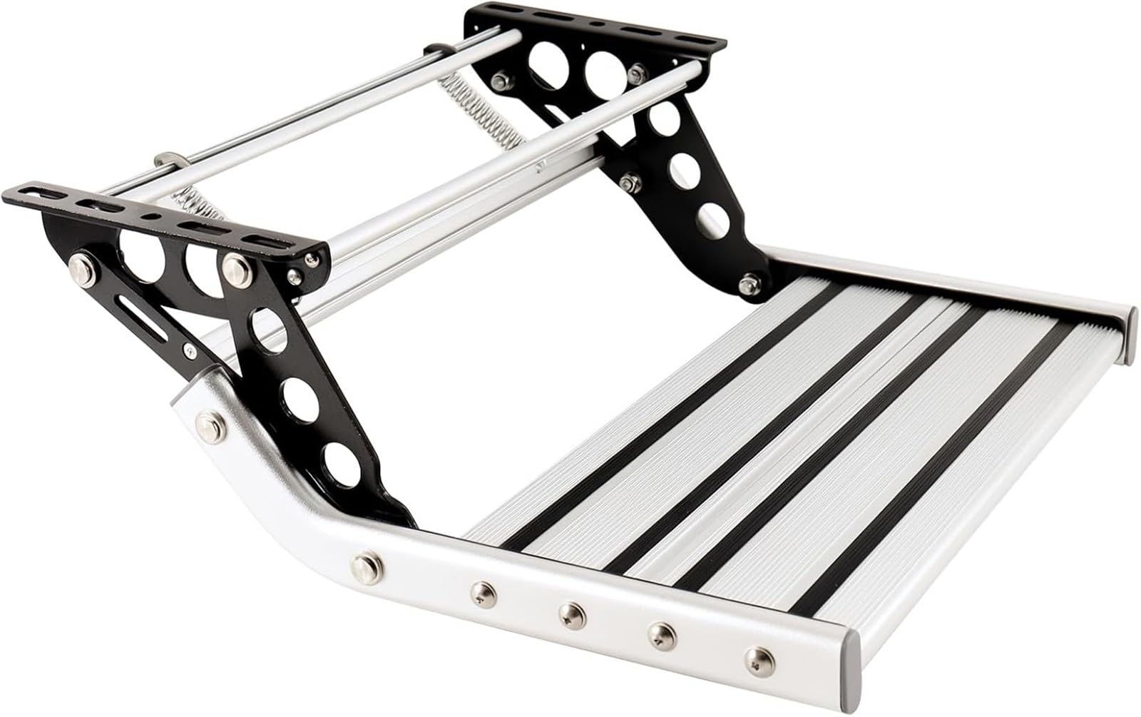 Escalones abatibles para autocaravanas, con Pedales de Aluminio Ultra Anchos y Alfombrilla, soportan hasta 200 kg, para autocaravanas, caravanas y Furgonetas Camper Manual-1layer