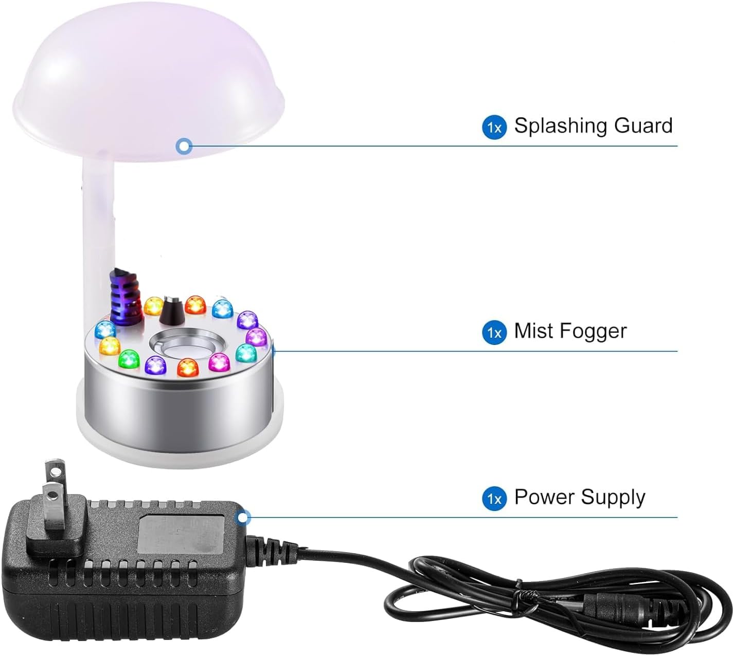 4 Pcs Halloween Mist Maker Ultrasonic Fogger Water Fountain Pond Fog Machine with 12 LED Light Color Change Indoor Fountain for Home Room Office Outdoor Holiday