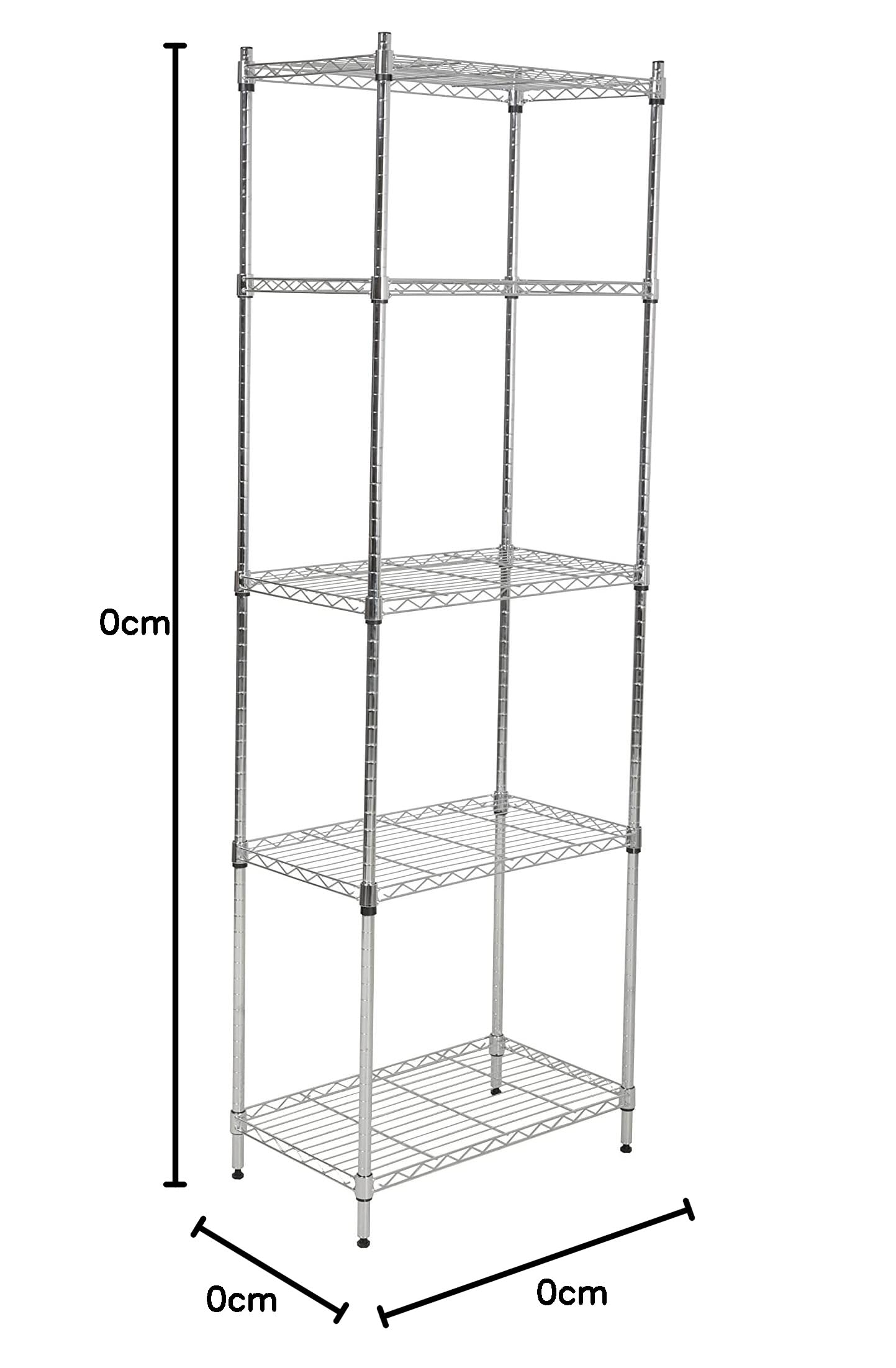 Scaffale in metallo cromato con montaggio ad incastro (L59 x P34 x H174 cm)