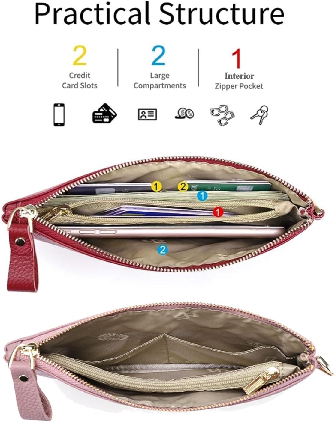 Tapp Collections Women's Wristlet Clutch Slim Leather Wallet RFID Blocking Pouch - Black - Image 4