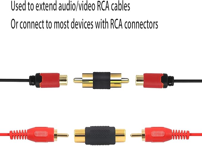 8 adaptadores RCA dorados macho a macho y hembra a hembra miniatura 6