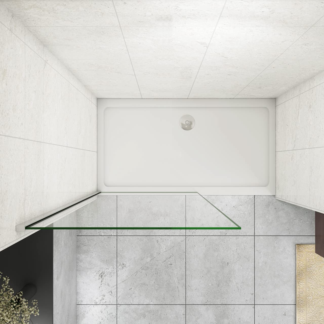 50x200 cm Box Doccia Walk In Parete Fissa in Vetro Temperato da 10 mm Trasparente Anticalcare Telaio Cromato Lucido
