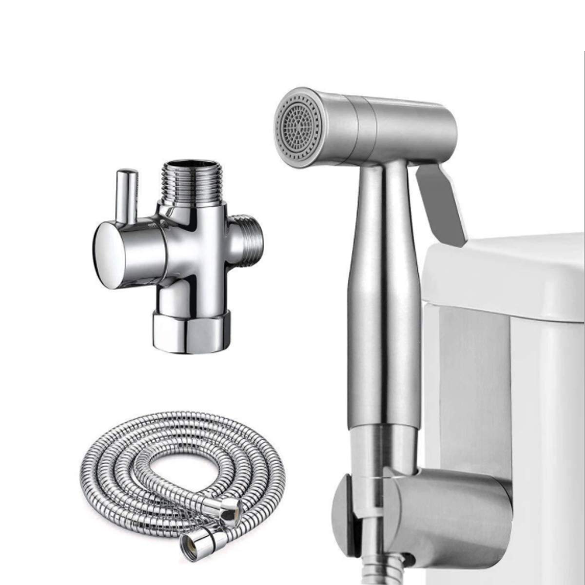 COFFEE CAT Toilet Spray Gun Handheld Bidet Sprayer for Toilet, Diaper Sprayer Potable Bathroom Sprayer Shattaf for Toilet, Wall Mount Cleaner Brushed