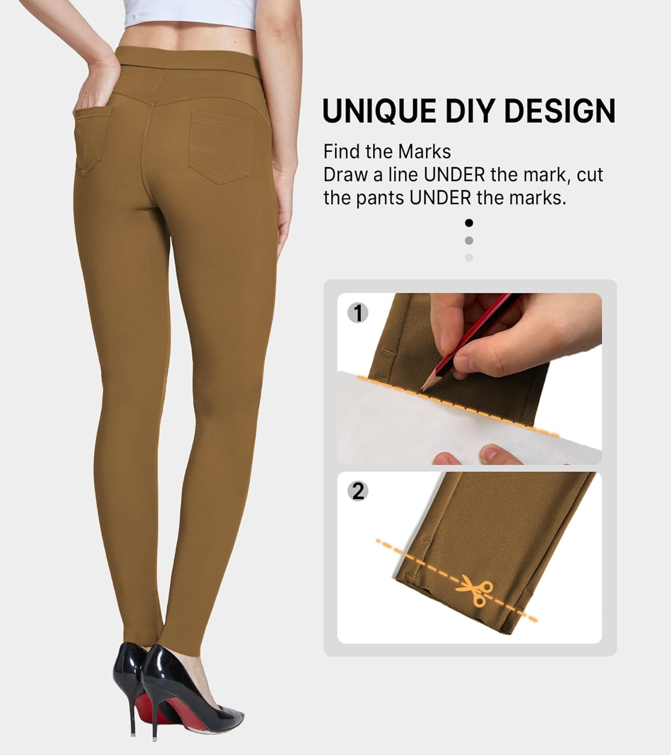 Amoy Women's Dress Jeggings Skinny Pants Stretchy Work Trousers Business Casual Leggings with Pockets Office - Image 5