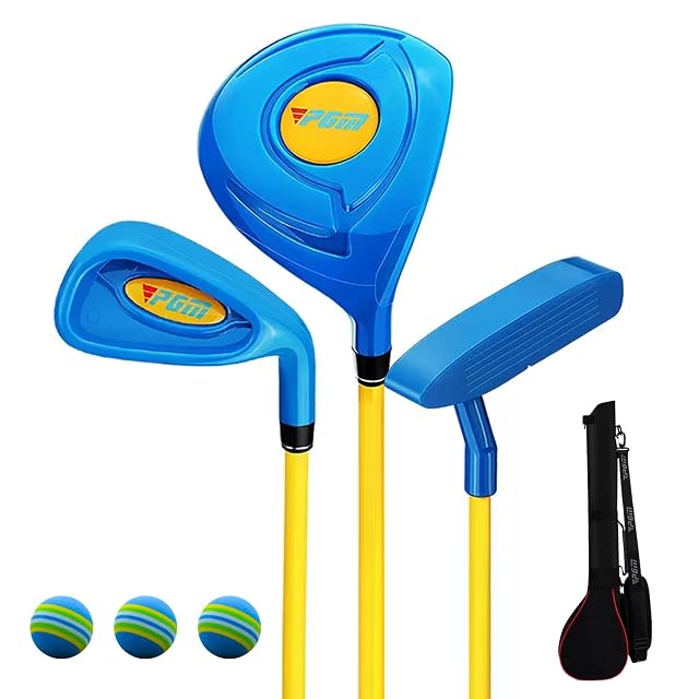 PGM Childrens Golf Club Set - Can Hit Real Balls 3 Pieces Clubs Includes Wood Iron and Putter