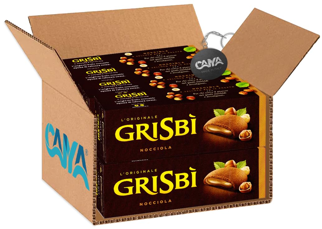 8X Grisbi L'Originale Biscotti Frolle Croccante Ripiene di Crema alle Nocciole 135g [CAIYA® BOX da 8 Confezioni]