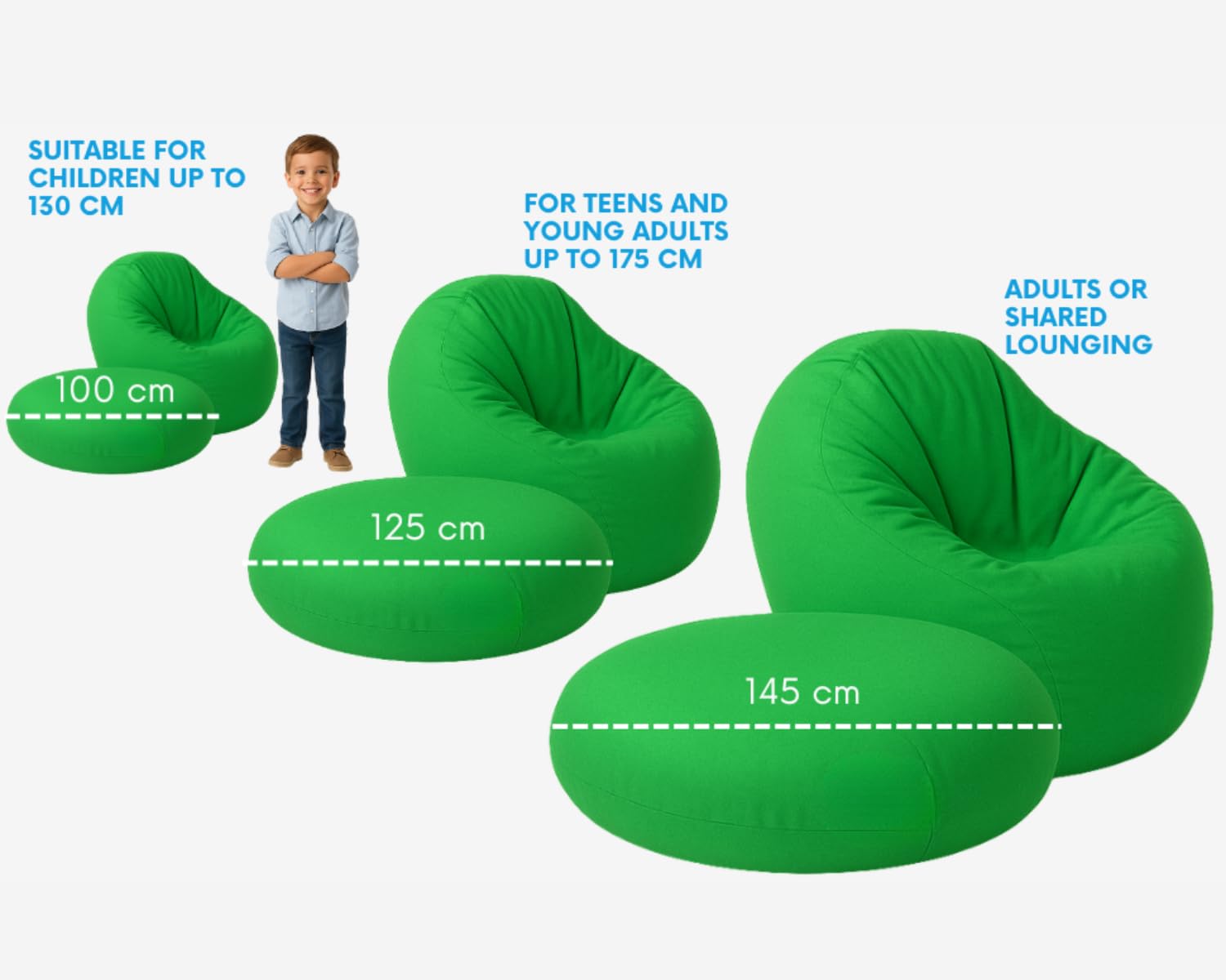 Chilly Pilley Fauteuil Pouf Coussin De Sol avec Remplissage EPS Pouf Géant Intérieur Extérieur Imperméable Multifonctionnel Bleu Foncé Ø 125 cm