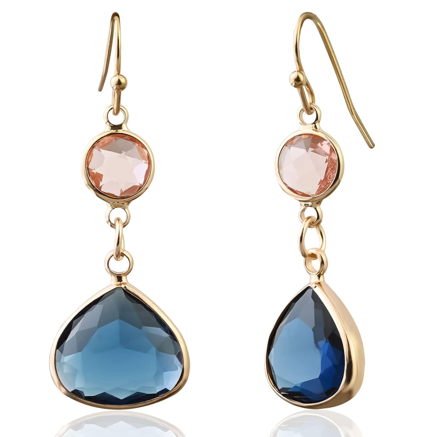 Sapphire Blue Earrings for Women Dangle Earrings Blue Topaz Earrings Handmade Aquamarine Earrings Drop Earrings for Women (Aquamarine) Thumbnail
