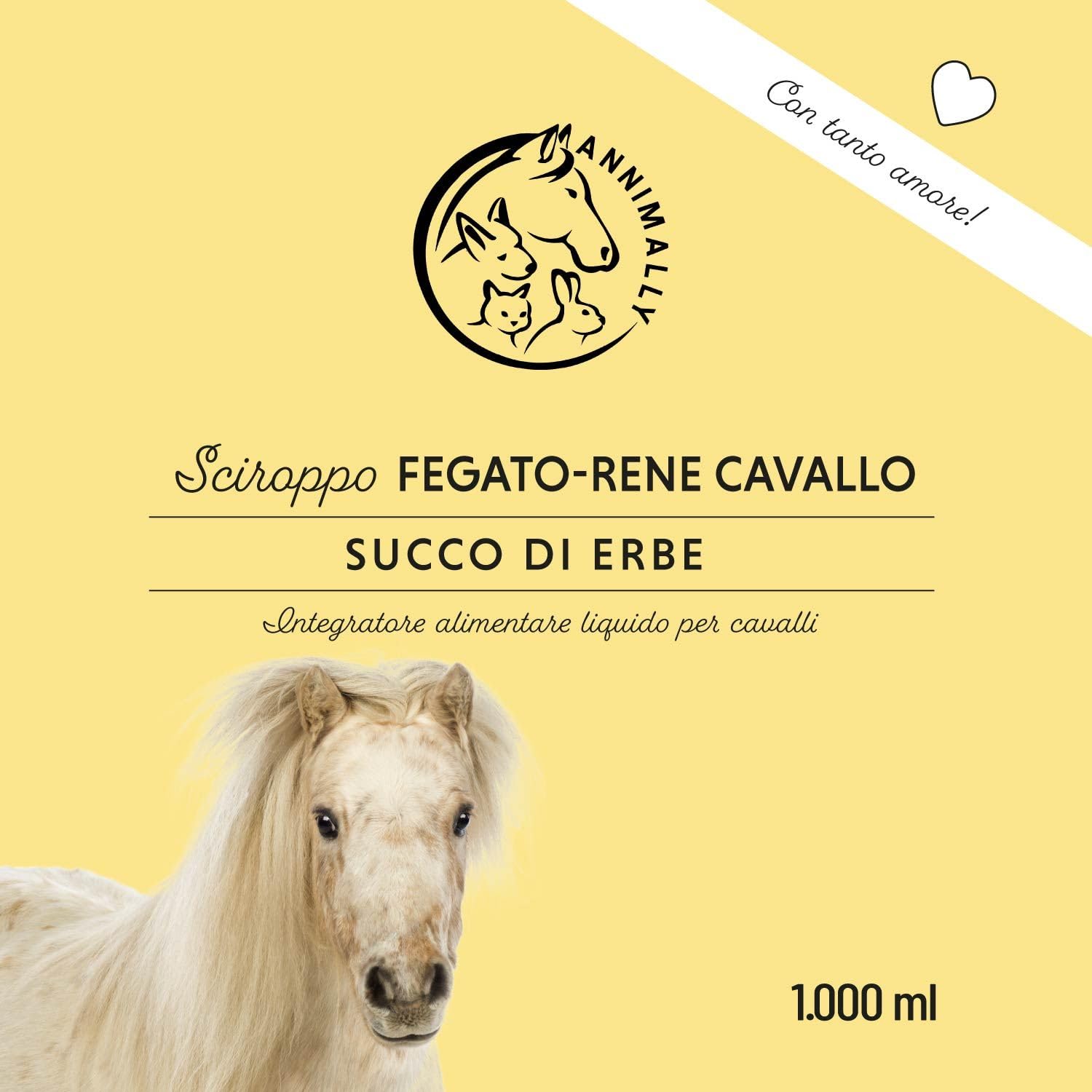 Liquido Fegato e Reni per Cavalli - Succo di erbe da 1000ml con Cardo Mariano e Carciofo per il fegato - Succo per i reni per un metabolismo sano nel cavallo