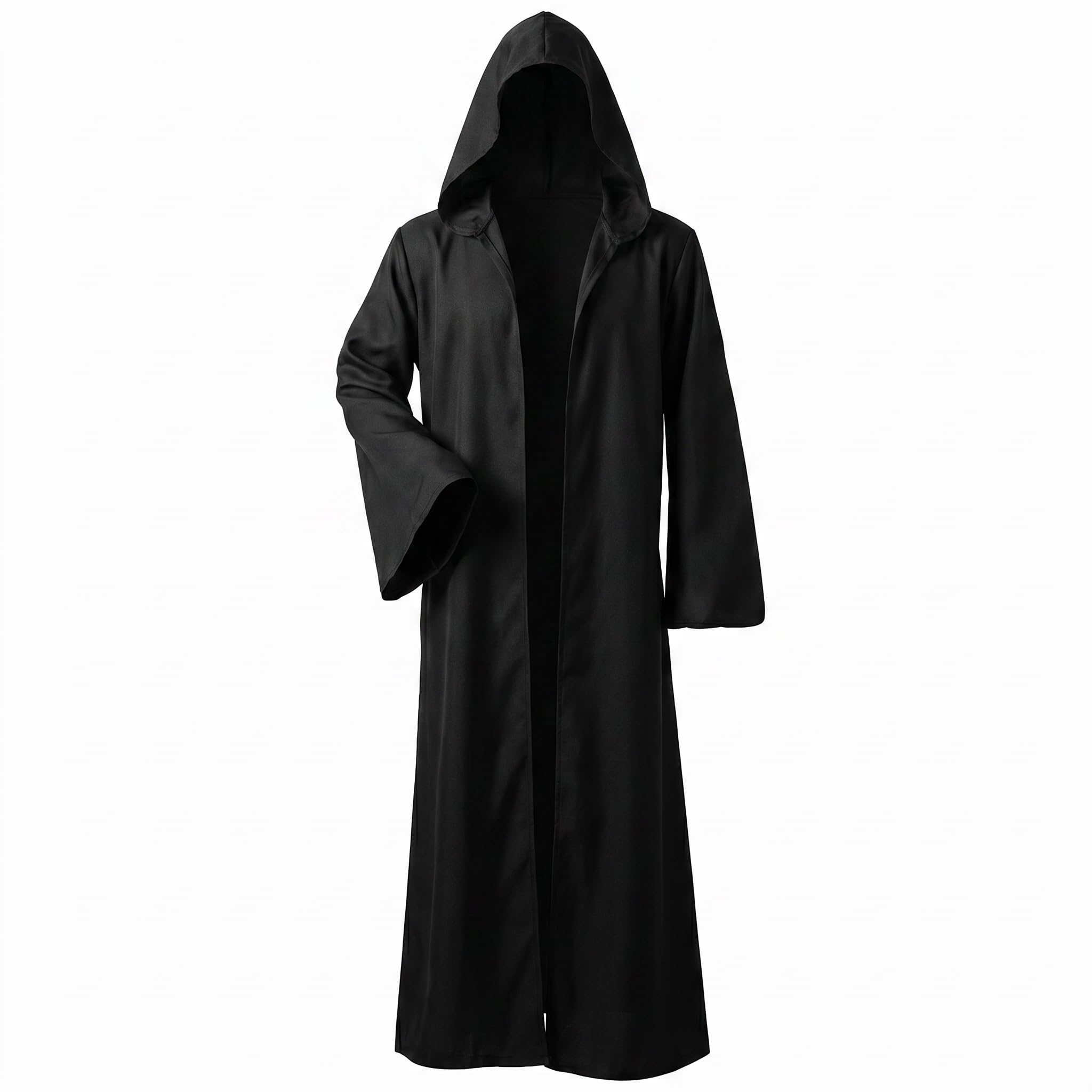 FAHAKO Black Hooded Cloak Witch Vampire Halloween Cosplay Cape (L)