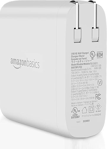 Miniatura 10 de Tienda Basics - Cargador de pared USB-C GaN de 65 W con un puerto para laptops tablets y teléfonos y con carga rápida power delivery color blanco