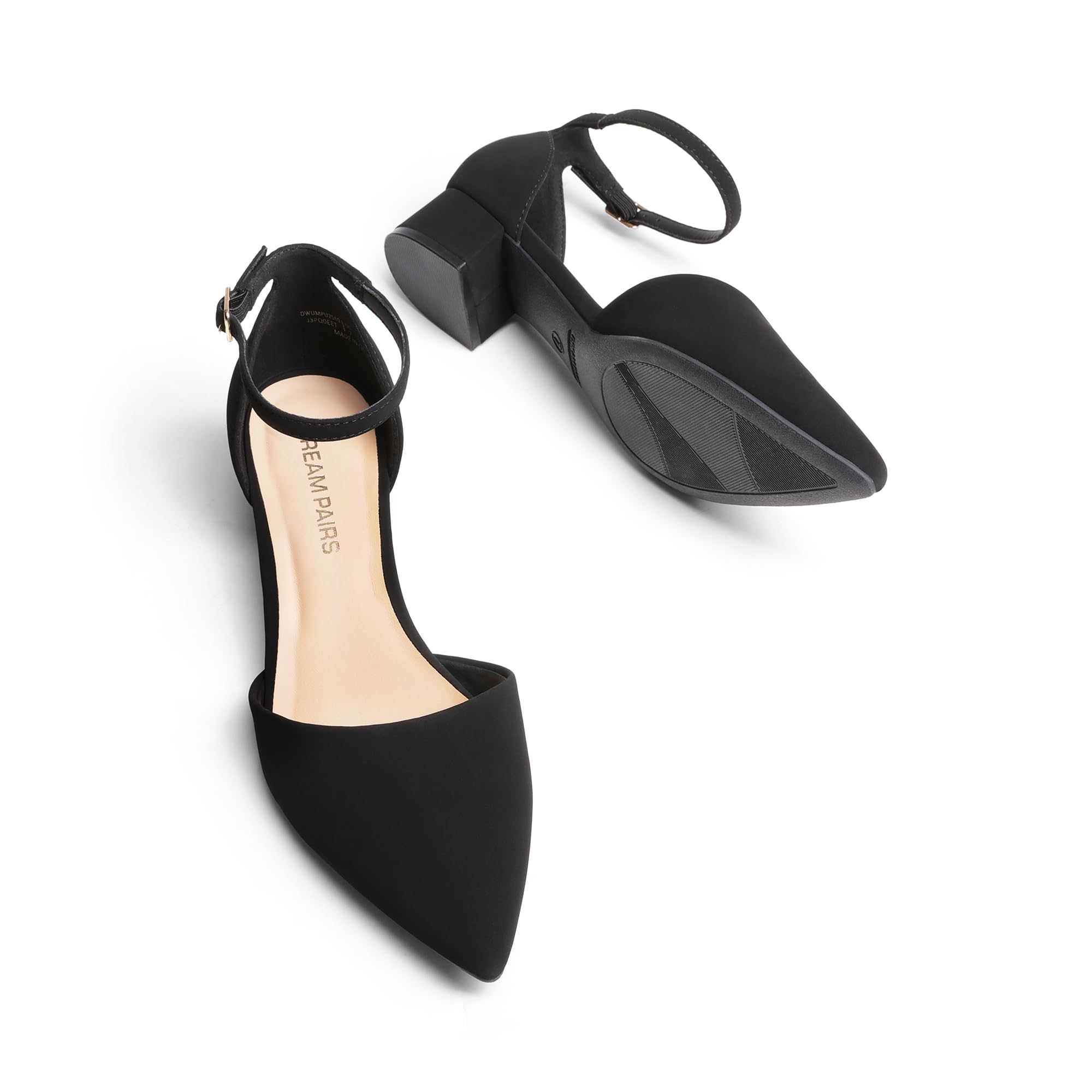 DREAM PAIRS Zapatos de Vestir para Mujer Tacones Bajos Bombas Punta Cerrada Comodidad D'Orsay Planos con Correa al Tobillo