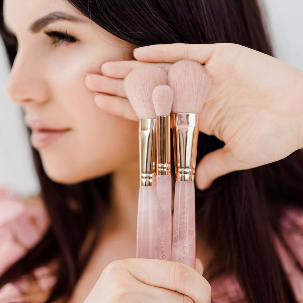 CRYSTALLOVE 5 Stück - Pinselset Makeup, Make Up Pinsel Set für Lidschatten Stiftung, Gesicht Pinsel Make-up, Blendable Blush Pinsel für Anfänger, Konturen, Highlights - Rosa
