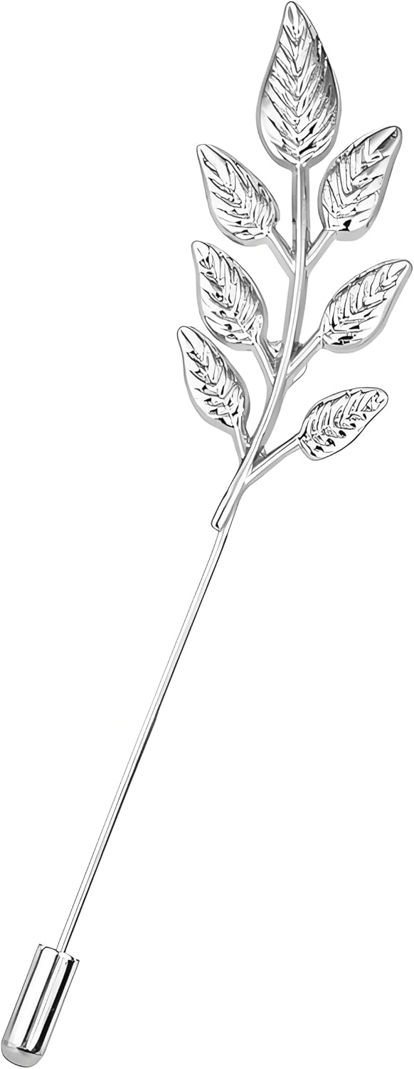 coadipress Gentlemen Gold Silver Leaf Brooches Simple Elegant Retro Double Leaf Collar Pin Brooch Gold Silver Plant Leaves Brooches