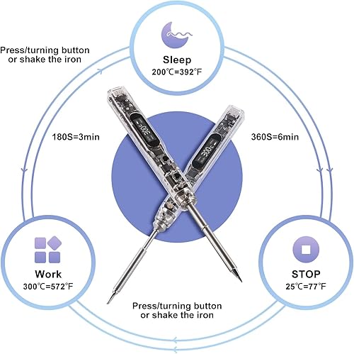 Miniatura 3 de Soldador eléctrico de 68 W, SEQURE SI012 Pro Soldador portátil, herramientas de soldadura digital con pantalla OLED, calentamiento de arranque