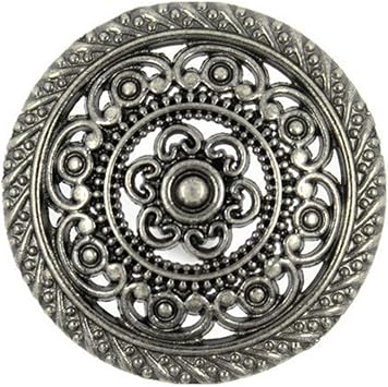 Bezelry 8 Pieces Metal Lacework Filigree Metal Shank Buttons. 30mm Gray Silver