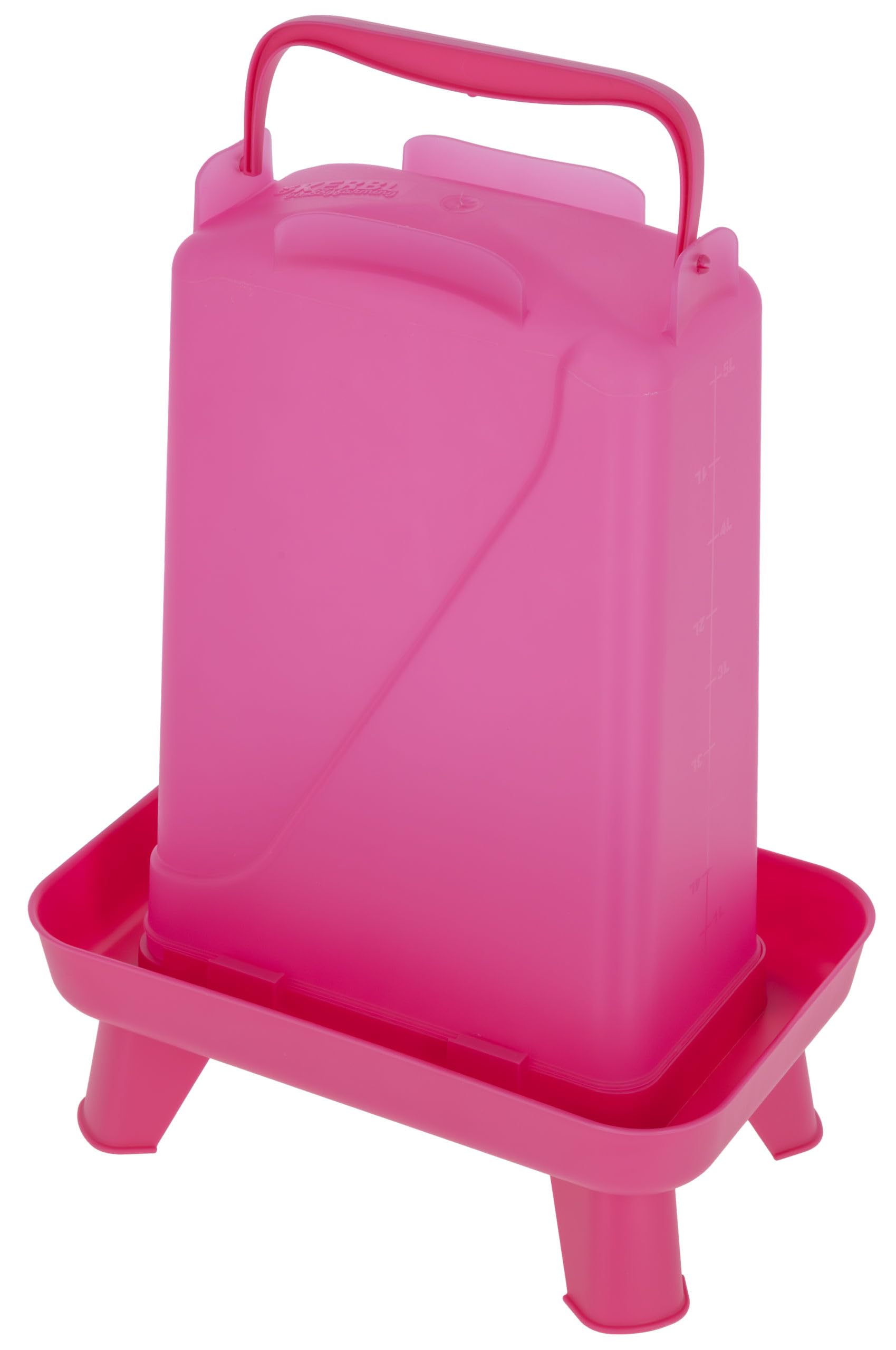 Kerbl Hobbyfarming Abbeveratoio in plastica con piedini, Alimentazione automatica dell'acqua, Supporto stabile, Resistente alle intemperie, Con maniglia per il trasporto, Piano trasparente, 5.5L, rosa