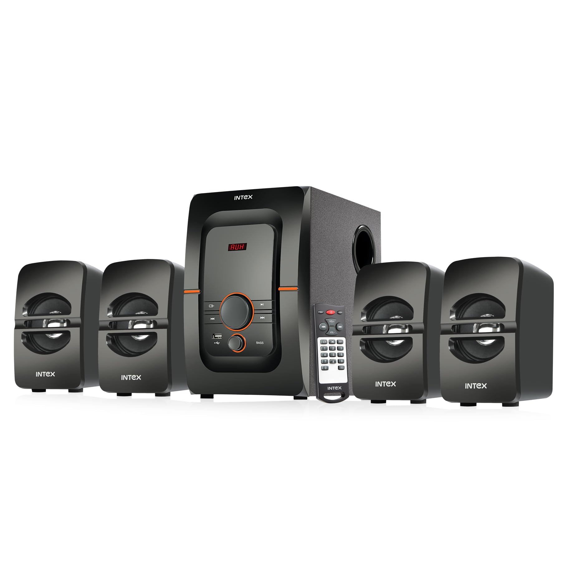 Intex Bang 78W 4.1 Channel Bluetooth Home Theater | Powerful Sound & Multimedia Speaker | Remote Control | Recording & LED Display (Black)