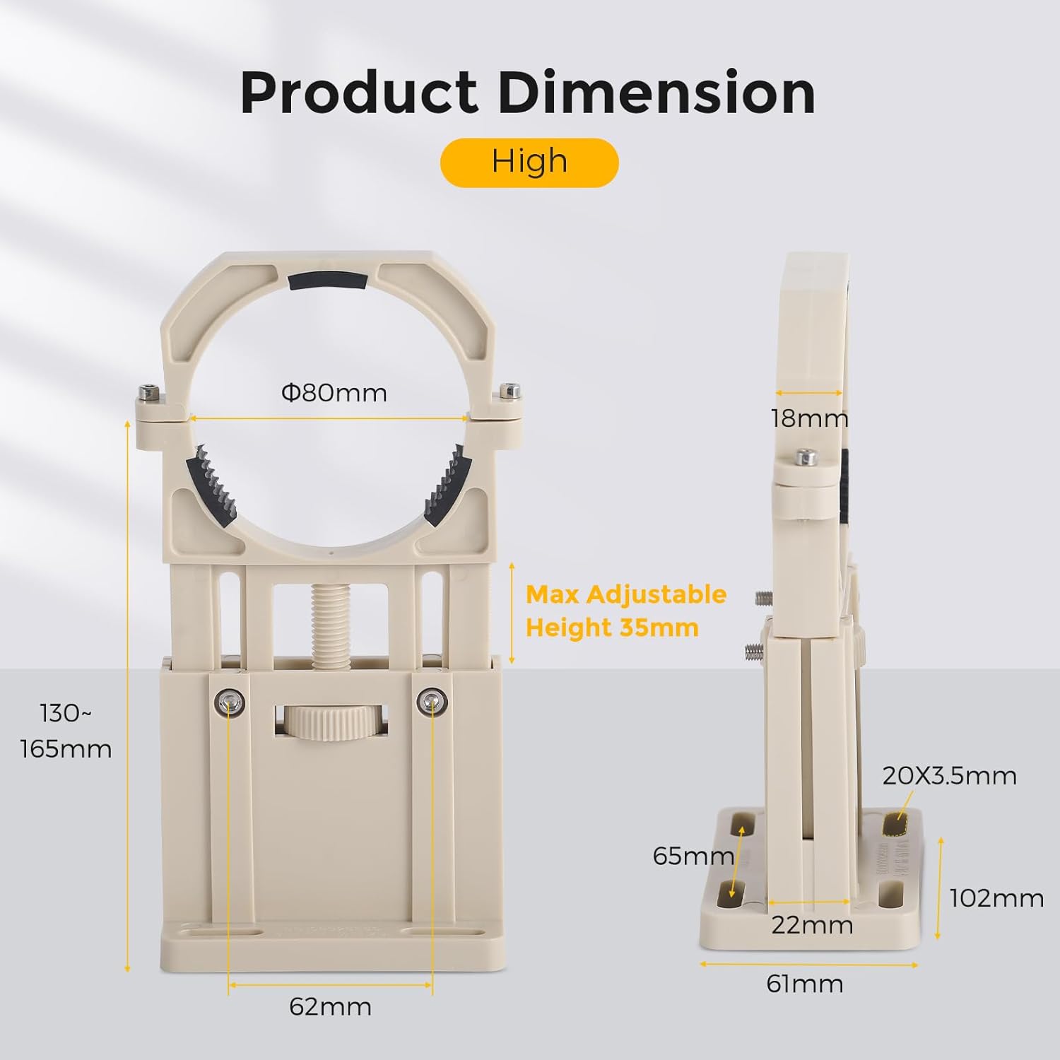 Cloudray CO2 Laser Tube Mount Holder - Adjustable Support Bracket for 80mm Diameter Laser Tubes - Compatible with Laser Engraving & Cutting Machines (High)
