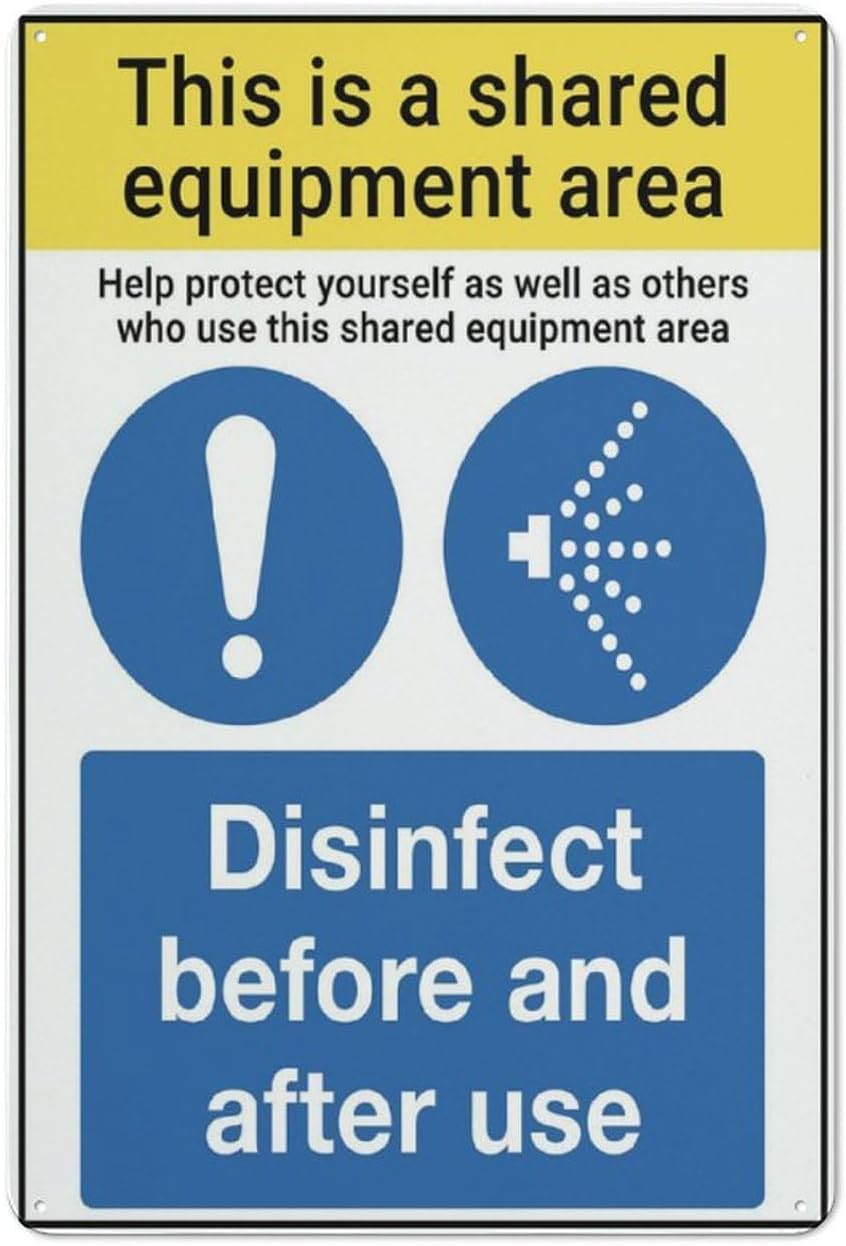 Shared Equipment Rust Free Aluminum Sign - Pre-Drilled Holes Decor for Business, Workplace, Home Garage - 12x16 Inch​