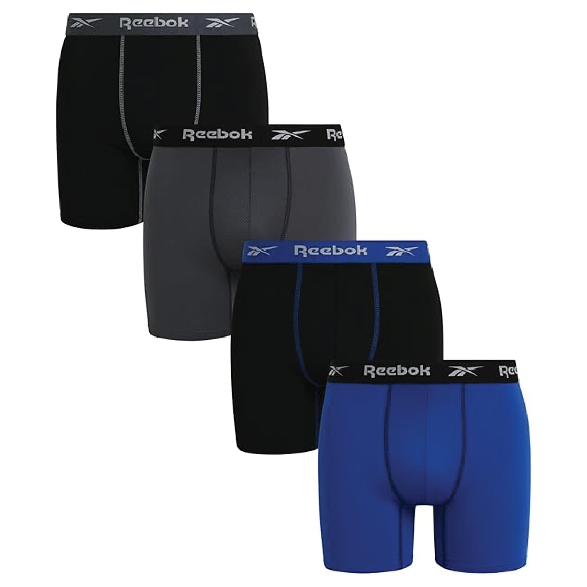 Mens Boxer Briefs - 4 Pack Stretch Performance 6" Inseam Moisture Wicking Mens Underwear Boxers with Contour Pouch