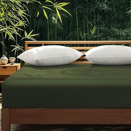 Gezu Baumwollesatin Spannbettlaken 180x200cm Mako Satin Grün Olivgrün