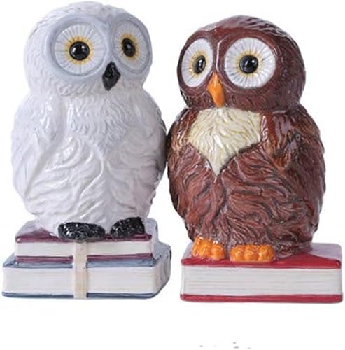 Pacific Giftware Book Owls Hedwig - Juego de salero y pimentero magnético de 4.75 pulgadas, decoración de cocina de mesa