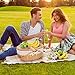 Wicker Picnic Basket with Removable Liner, Empty Picnic Baskets with Lid, Vintage-Style Picnic Hamper with Folding Woven Handle for Picnic, Camping, Outdoor, Halloween, Thanks Giving, Birthday (Cream)