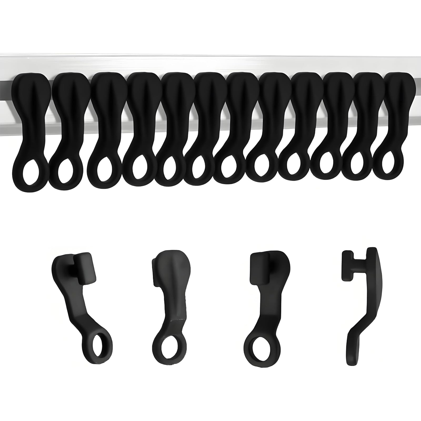 Tivleed Black Curtains Track Gliders,Curtain Spacers,Curtain Hooks, Curtain Rail Gliders, 100 Pcs Plastic Glider Hooks For Smooth Sliding, Universal Track Gliders For Home Office