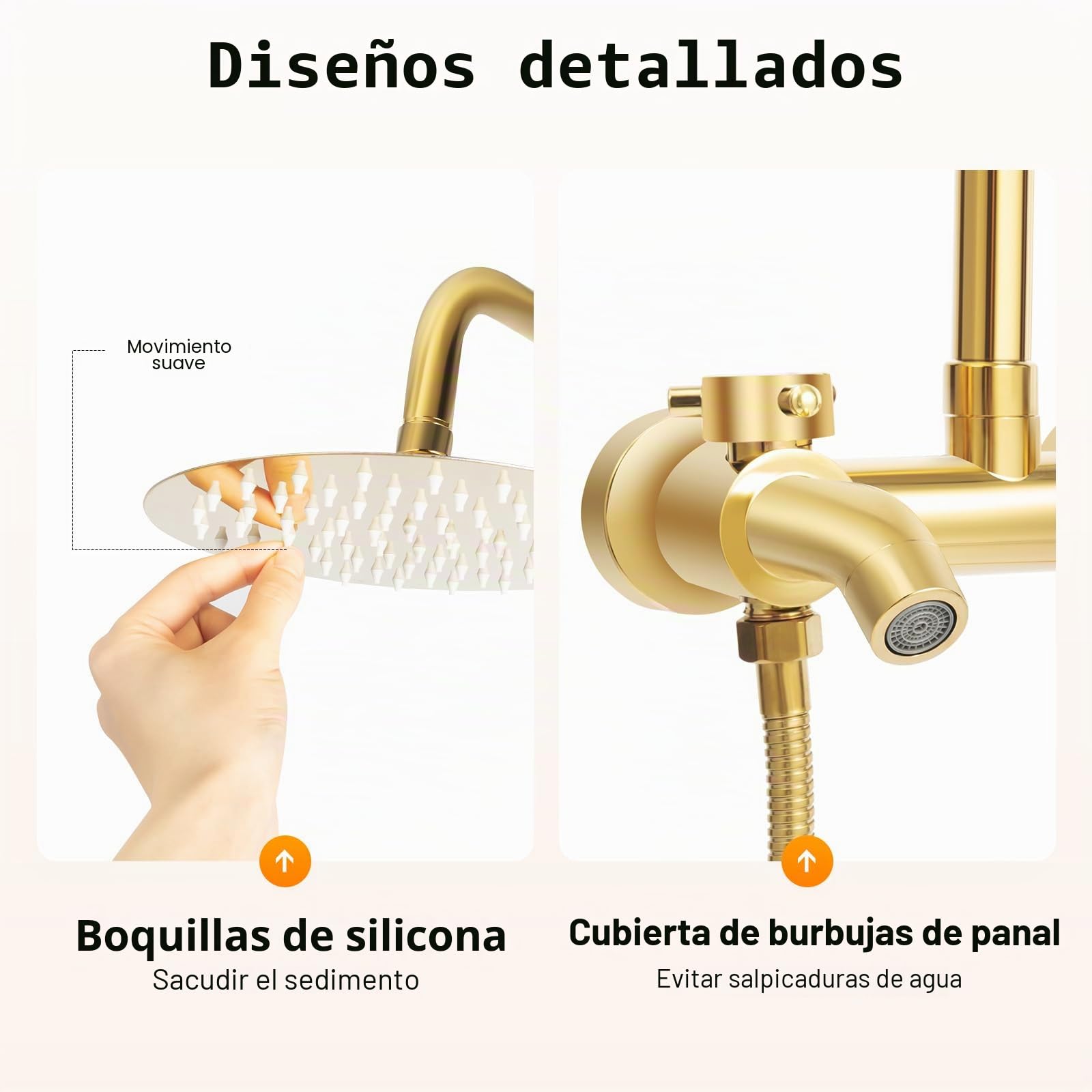 Set de ducha de columna, en latón envejecido, con ducha de mano de latón, en estilo retro, altura regulable 80 ~ 117 cm, montaje en pared