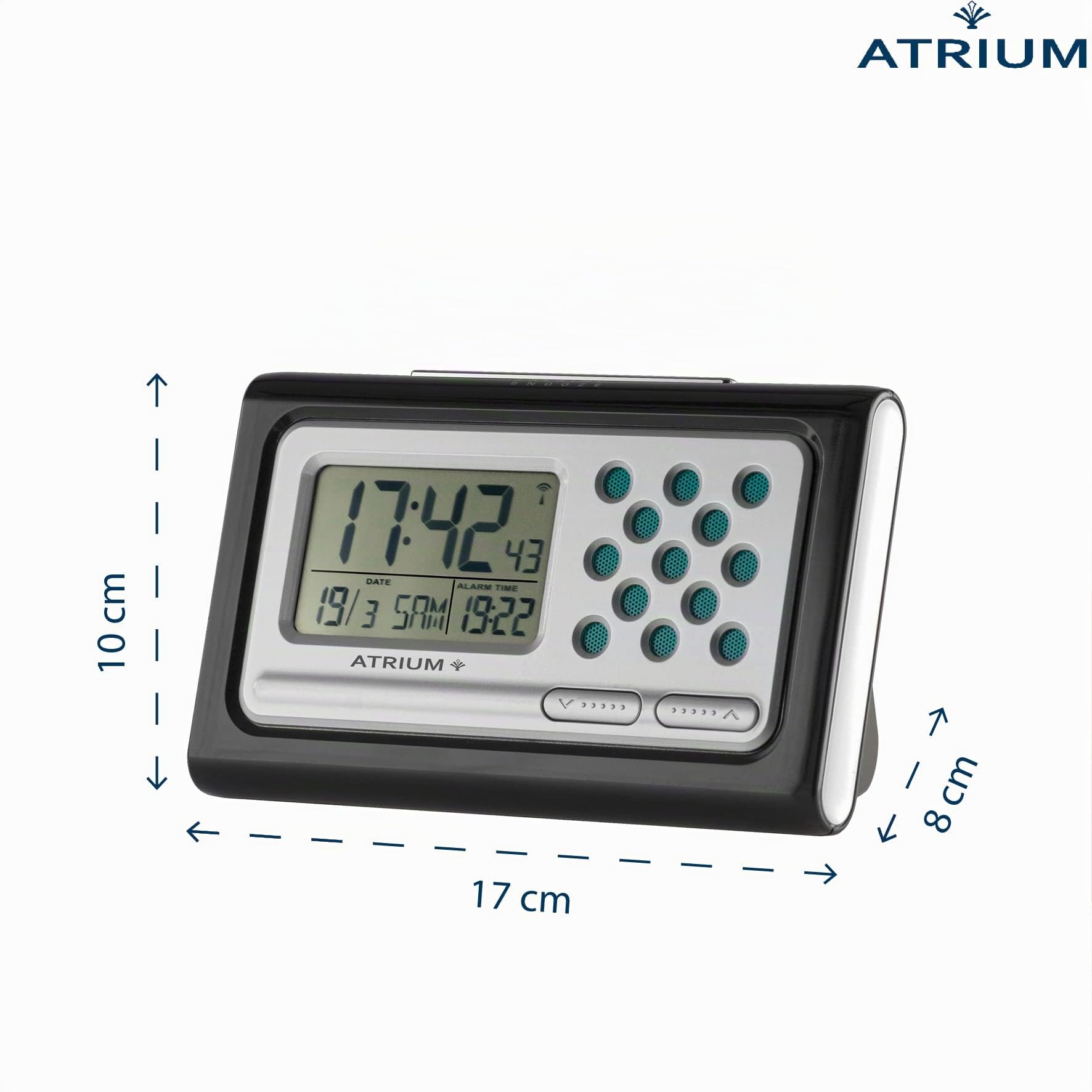 Atrium Sprechender Funkwecker Senioren Digital Quarz mit Snooze und Lautstärkeregelung Schwarz Silber A310-7