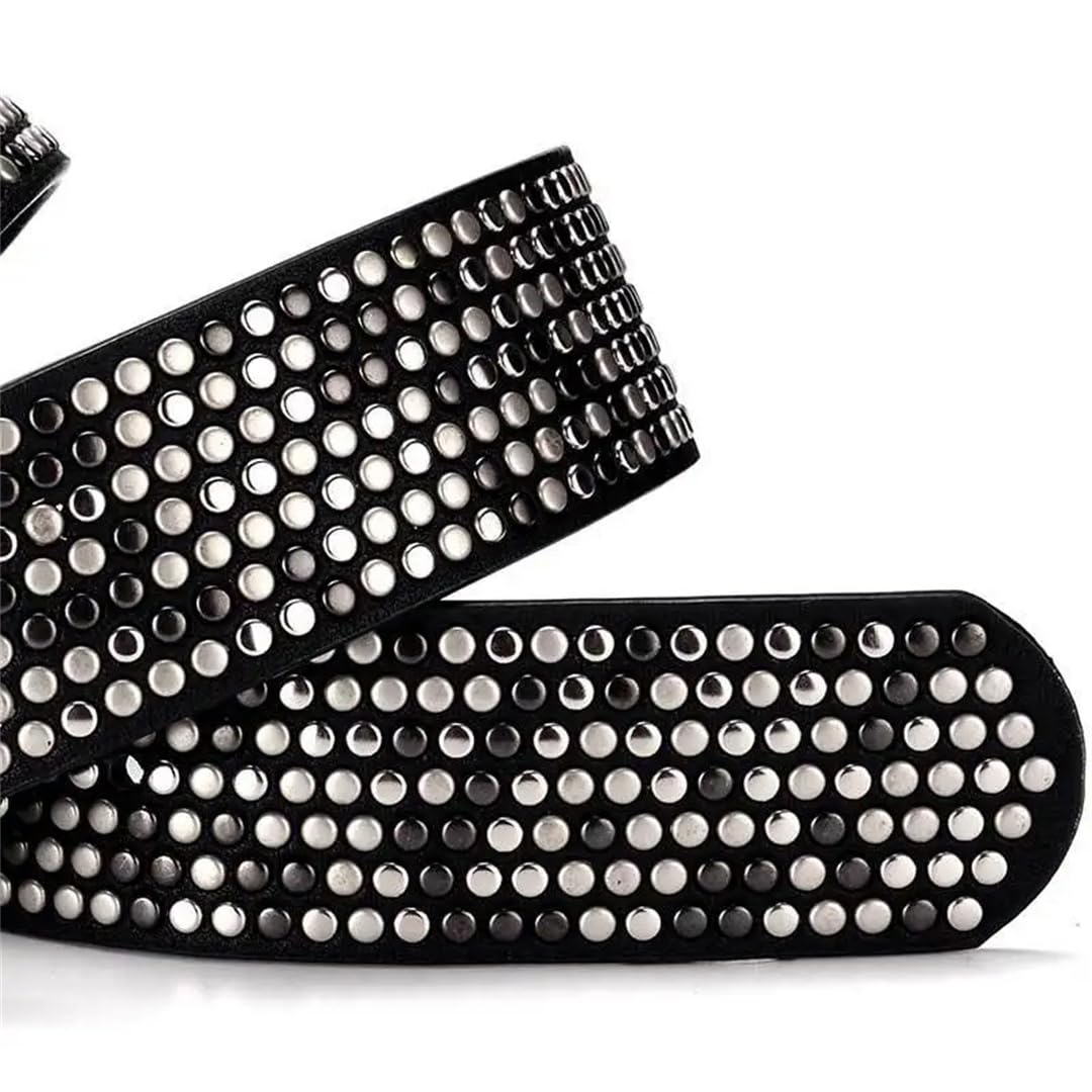 Cinturón de piel sintética con remaches para mujer, con diamantes de imitación, para jeans