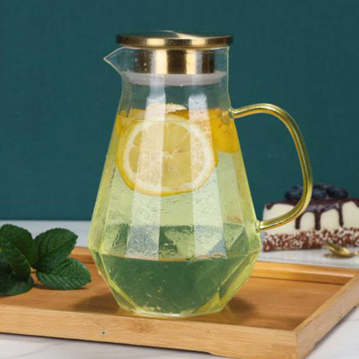Caraffa in Vetro Borosilicato 1500ml Coperchio per Bevande Fredde | Resistente al Calore, Leggera e Portatile, per Acqua e Acqua Ghiacciata, Uso Quotidiano in Famiglia e Ospiti