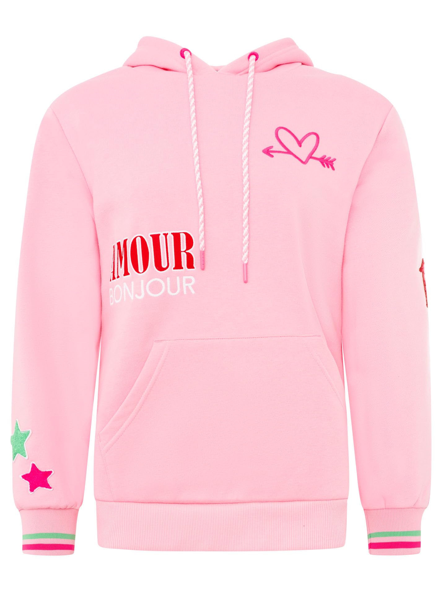 Damen Hoodie mit Kapuze – Kuscheliger Oversize Kapuzenpullover – Weicher Sweatshirt Pullover mit Aufdruck Herzen & Sterne – Stylischer Look für Frühling, Herbst & Winter – Loungewear Mode