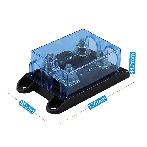 Miniatura 9 de Portafusibles MEGAAMG de 4 vías 100A, fusible atornillado M8 516 pulgadas (paquete de 4 fusibles de 100 A + portafusibles de 4 vías)
