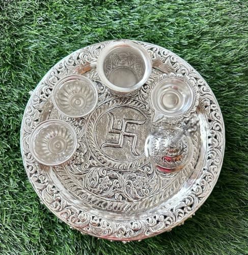 Image of Govind Art Pooja thaali for dewali Workship,Gifting 10 inch inch Set of 6
