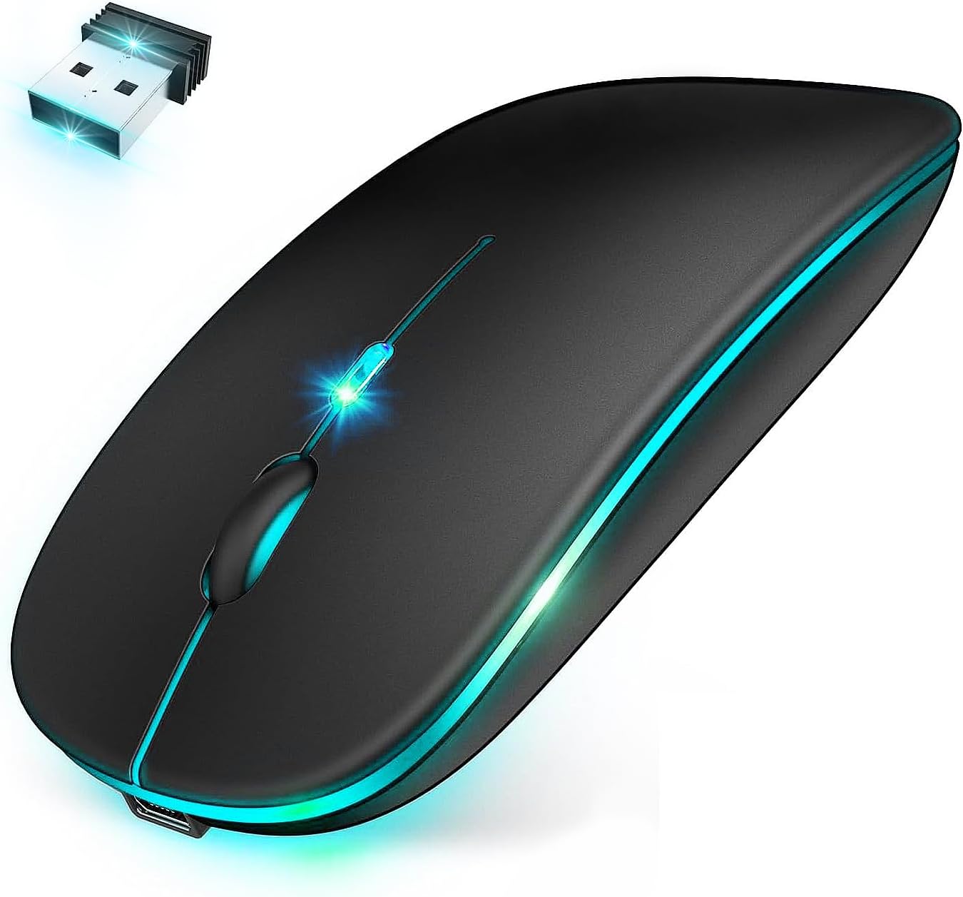 Wireless Mouse, 2025 Ultra-Thin, High Precision, High Sensitivity, Silent, 3-Stage DPI Switch, Type-C Rechargeable, Energy Saving, 2.4 GHz, Bluetooth Power Saving Model, Instant Connection, 7 Color