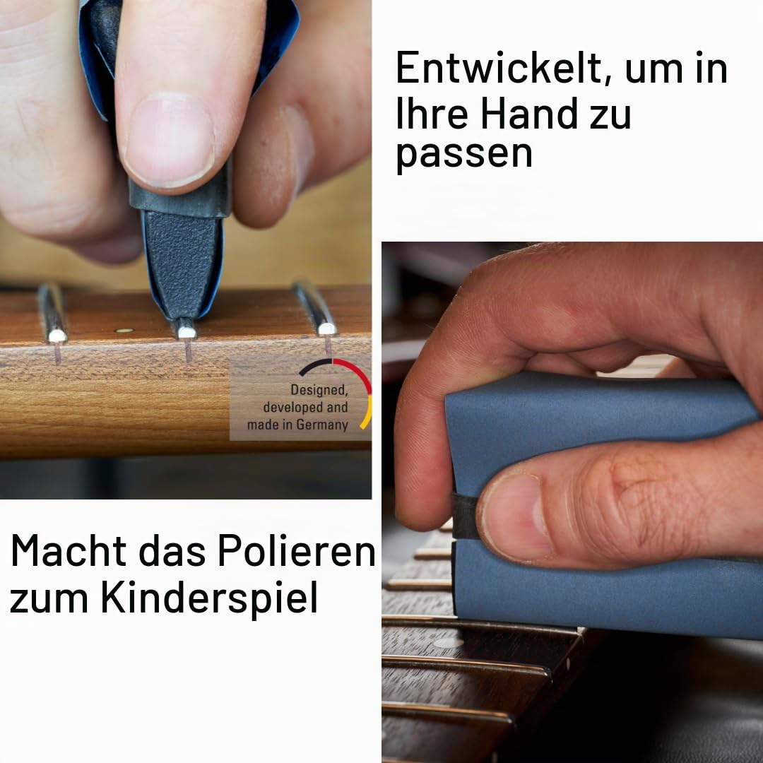 Basic Gitarrenbund-Polierset, professionelles MicroMesh-System, hergestellt in Deutschland, ergonomisches Design, Bund-Finish-Kit