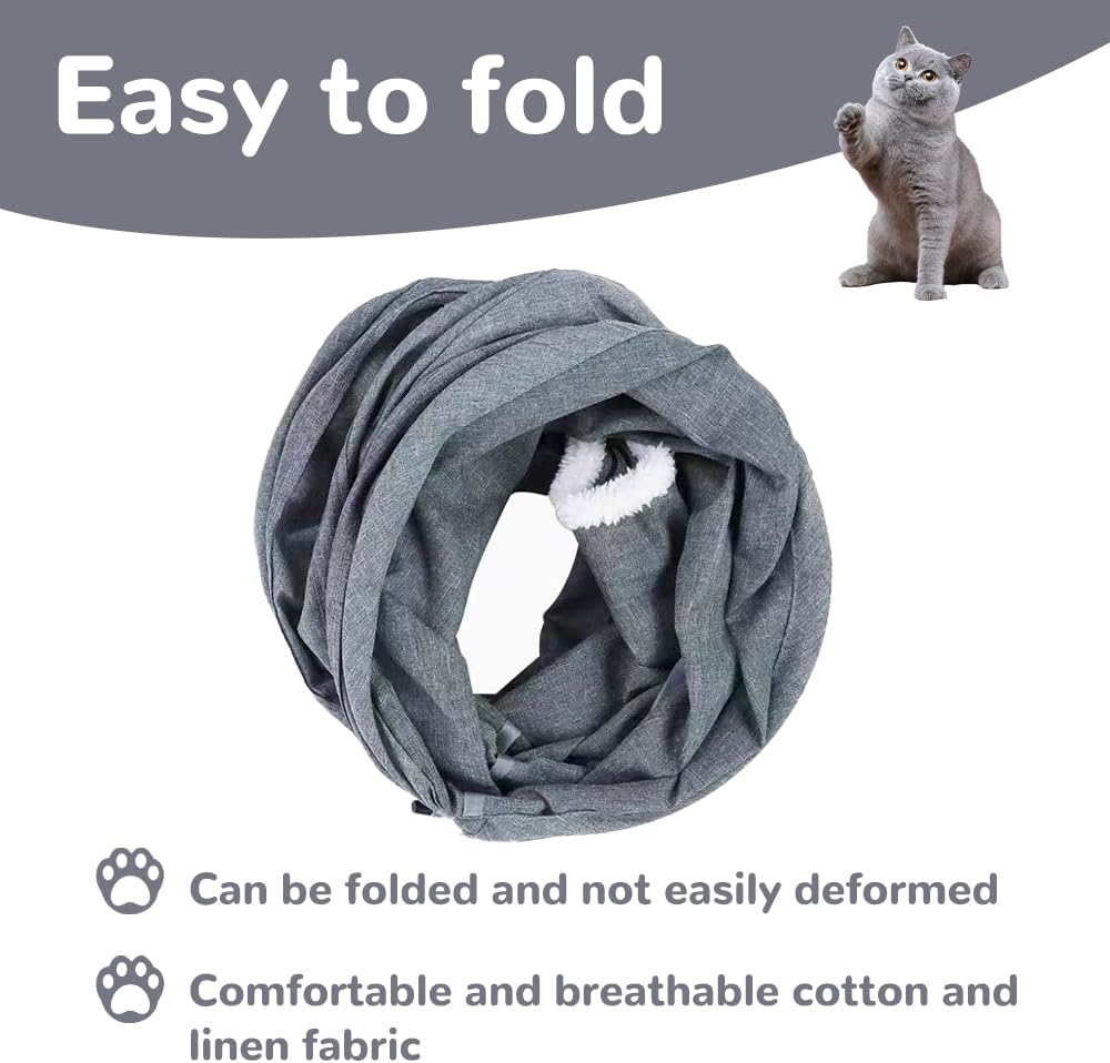 Cat Tunnel - Kitten Tunnels for Indoor Kittens, Tear-Resistant Cat Tubes and Tunnels,Foldable Cat Play Tunnel,Interactive 1 Hole Ball Toys for Cats, Rabbit, Cat Tunnel for Indoor Cats(Grey)