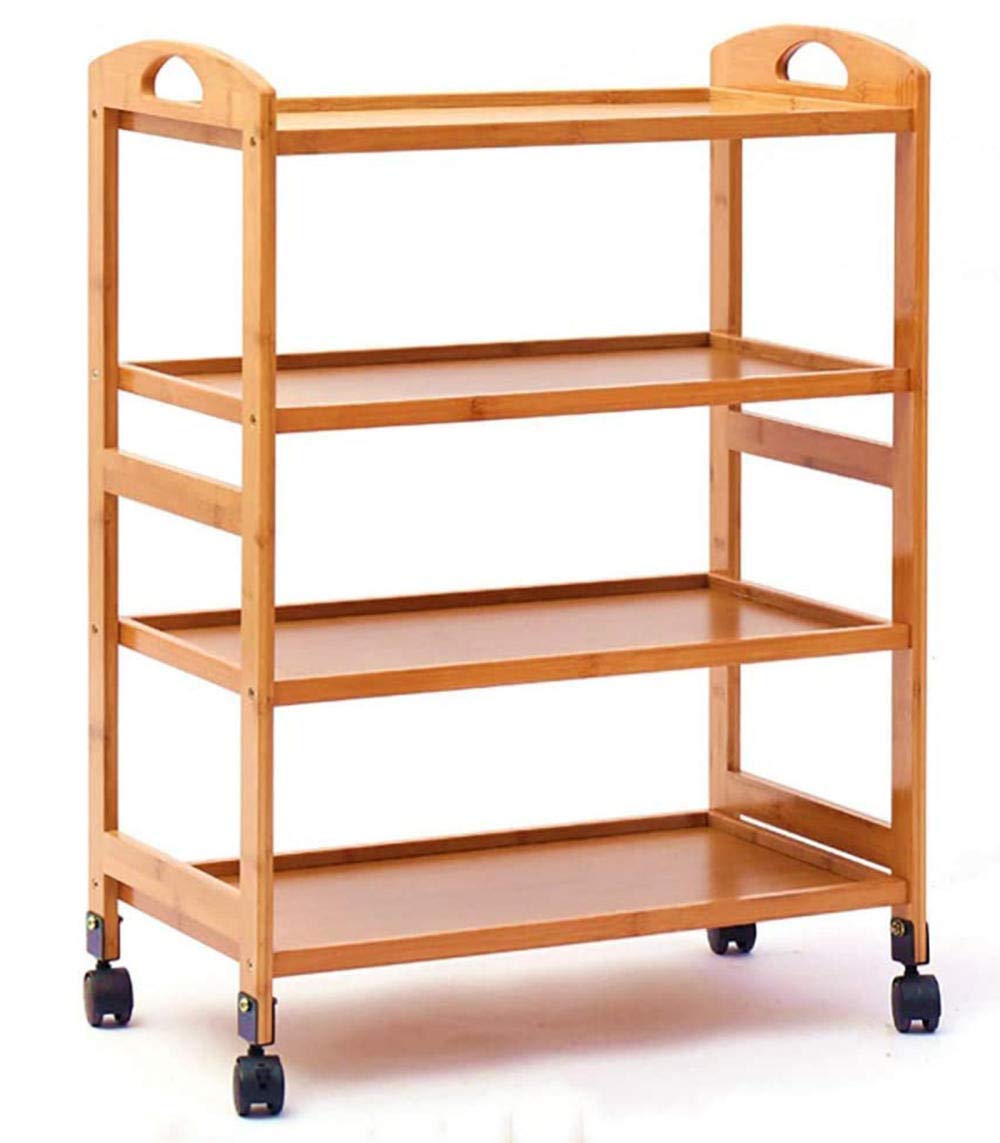 Carrito de almacenamiento JATIBOSH para organizar el salón y la cocina con estantes de madera
