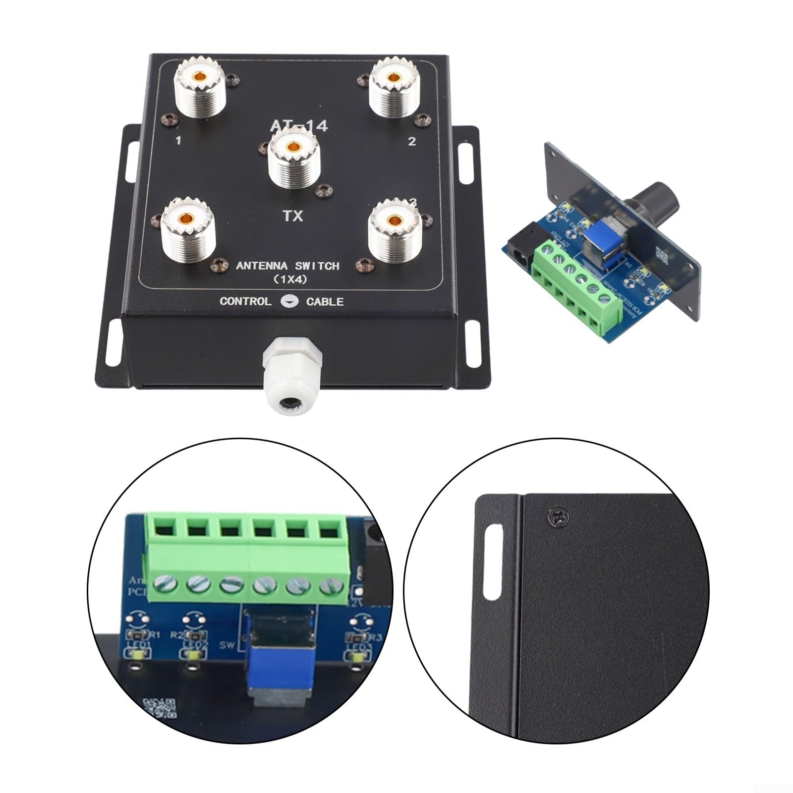 Interruptor de antena coaxial de 4 vías, mando a distancia, 1,8-60 MHz, 500
