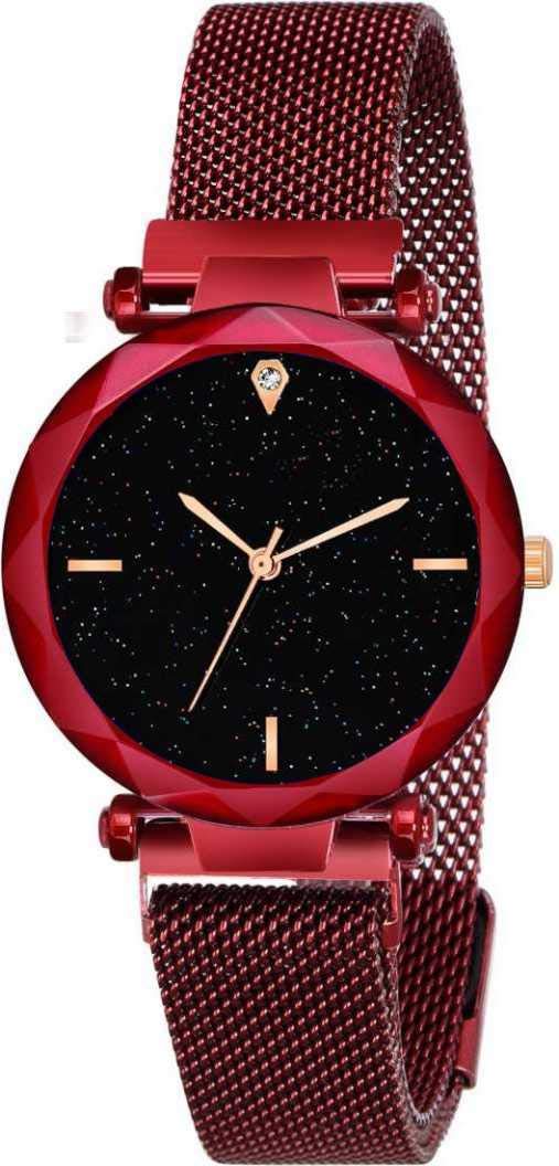 casera Black Dial Magnetic Strap Analog Wrist Watch for Woman and Girls Watch (Red) (B08J457G7J) Amazon Price History, Amazon Price Tracker