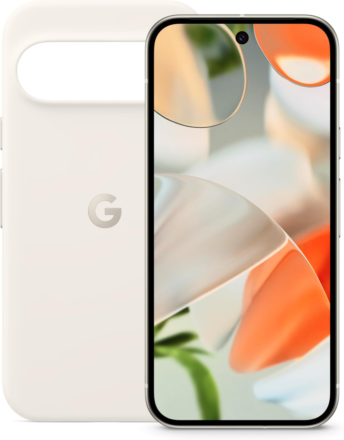 Google Pixel 9 - Unlocked Android Smartphone with Gemini, Advanced Camera, 6.3" Actua Display - Porcelain, 256GB + Pixel 9 & Pixel 9 Pro Case - Stain-Resistant Silicone - Porcelain