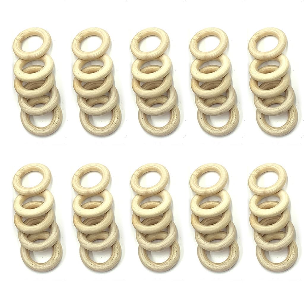 Mekalero Natural Unfinished Wood Rings Kit Craft Wooden Rings for Christmas Tree Hangings Tapestry Pendants Wood Hoops for
