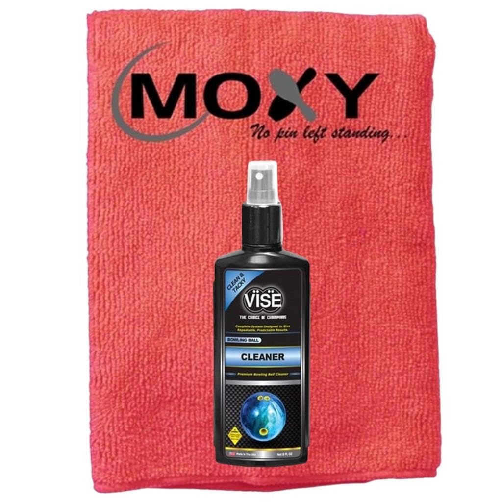 Bowlerstore Products Vise Bowling Ball Cleaner 8oz Spray Bottle with Moxy Micro Fiber Cleaning Towel (Red)